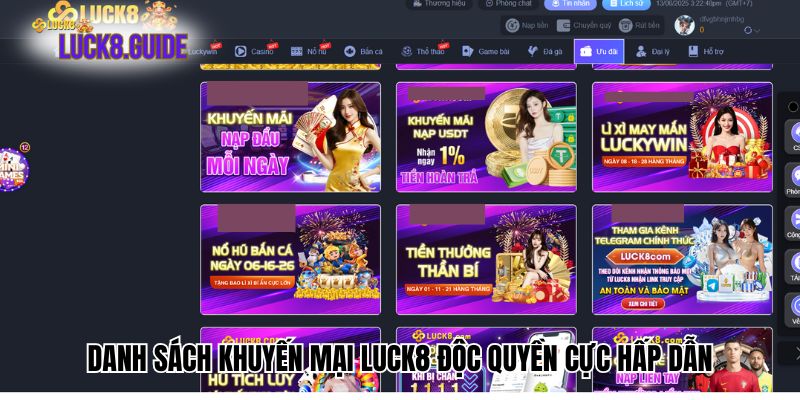 Danh sách khuyến mại Luck8 độc quyền cực hấp dẫn
