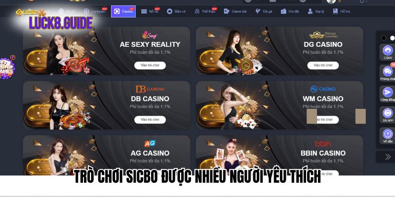 Trò chơi sicbo được nhiều người yêu thích